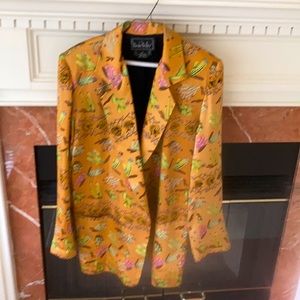 Vintage Cactus print 100% silk blazer M